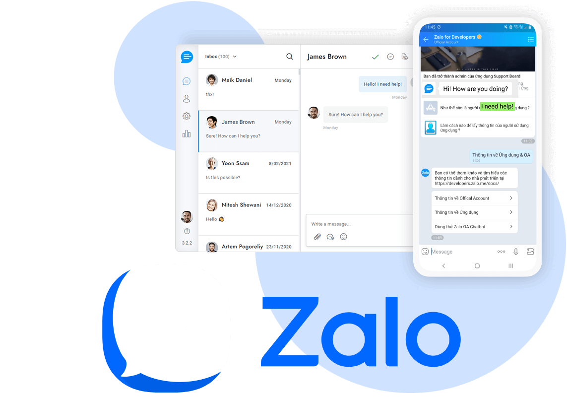 zalo电脑版和手机版聊天界面
